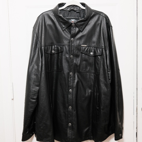 2012 Harley-Davidson MotorClothes Genuine Leather Jacket Mens 3XL Black Snap